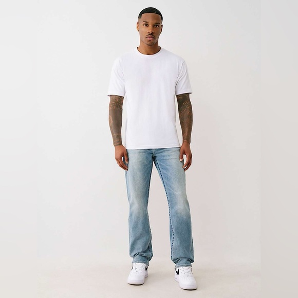 Men's Authentic True Religion straight fit old multi run stitch jeans $249